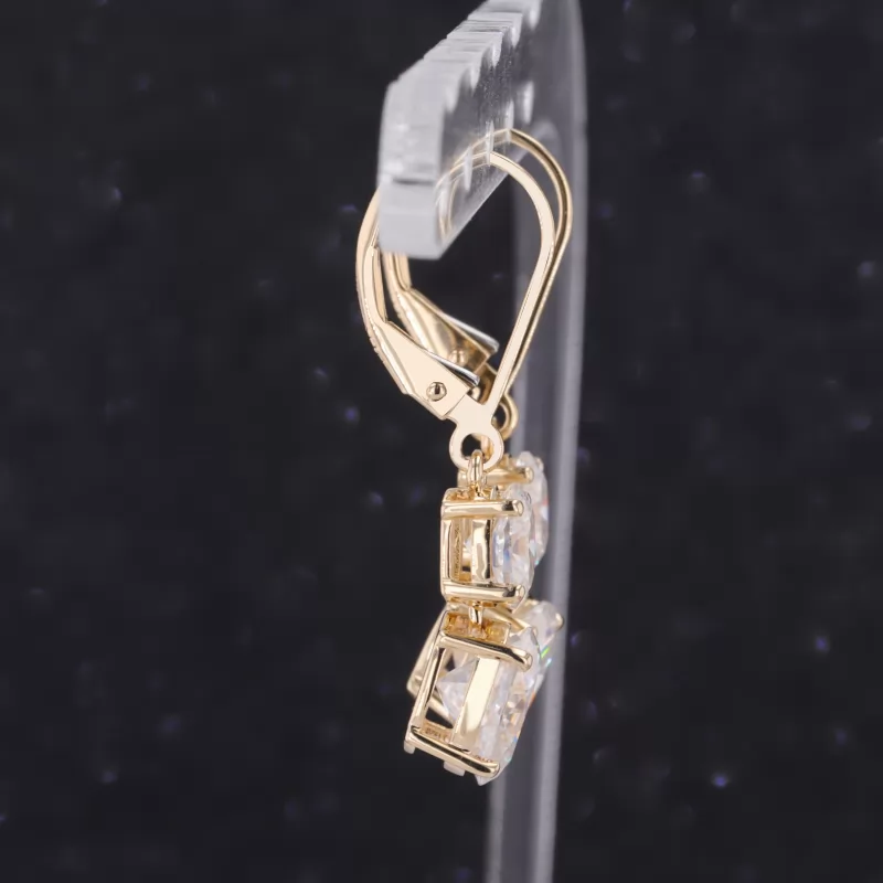 6×8mm Oval Cut Moissanite 14K Yellow Gold Diamond Earrings