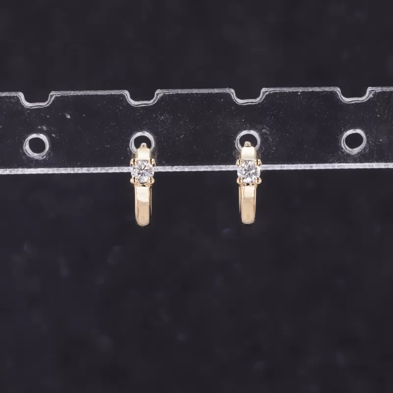 2.2mm Round Brilliant Cut Moissanite 14K Gold Diamond Earrings