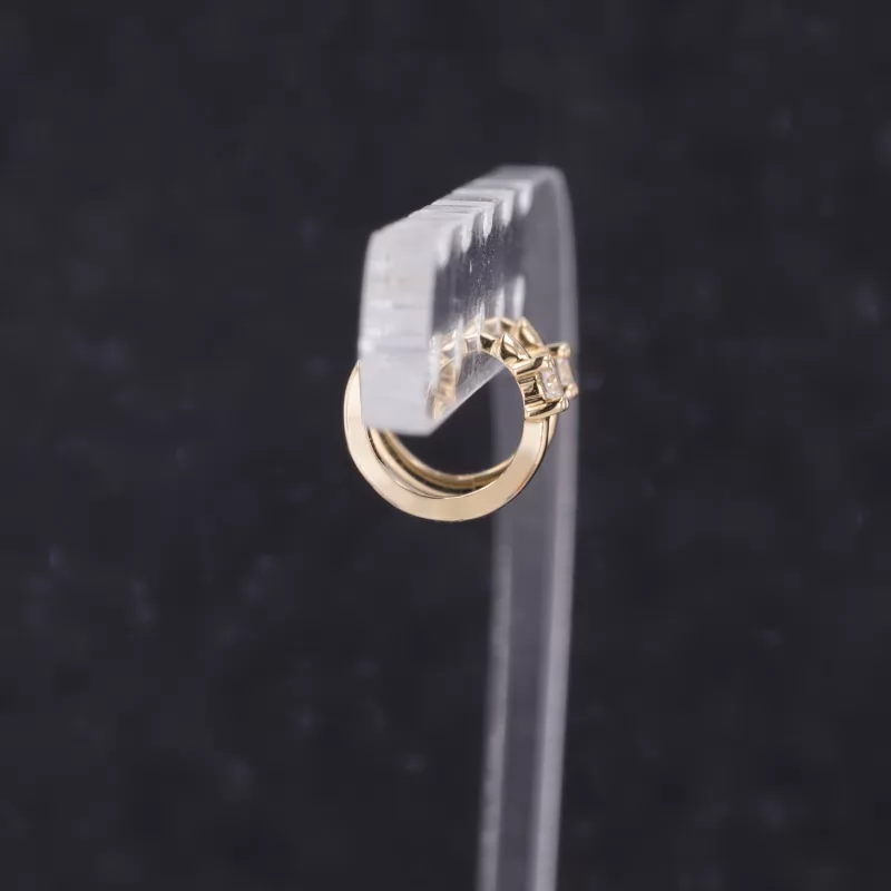 2.2mm Round Brilliant Cut Moissanite 14K Yellow Gold Diamond Earrings