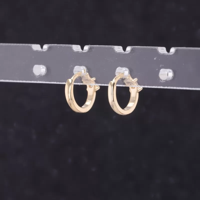 2.2mm Round Brilliant Cut Moissanite 14K Yellow Gold Diamond Earrings