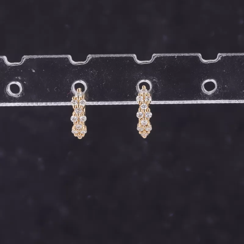 1.1mm Round Brilliant Cut Moissanite 14K Gold Diamond Earrings