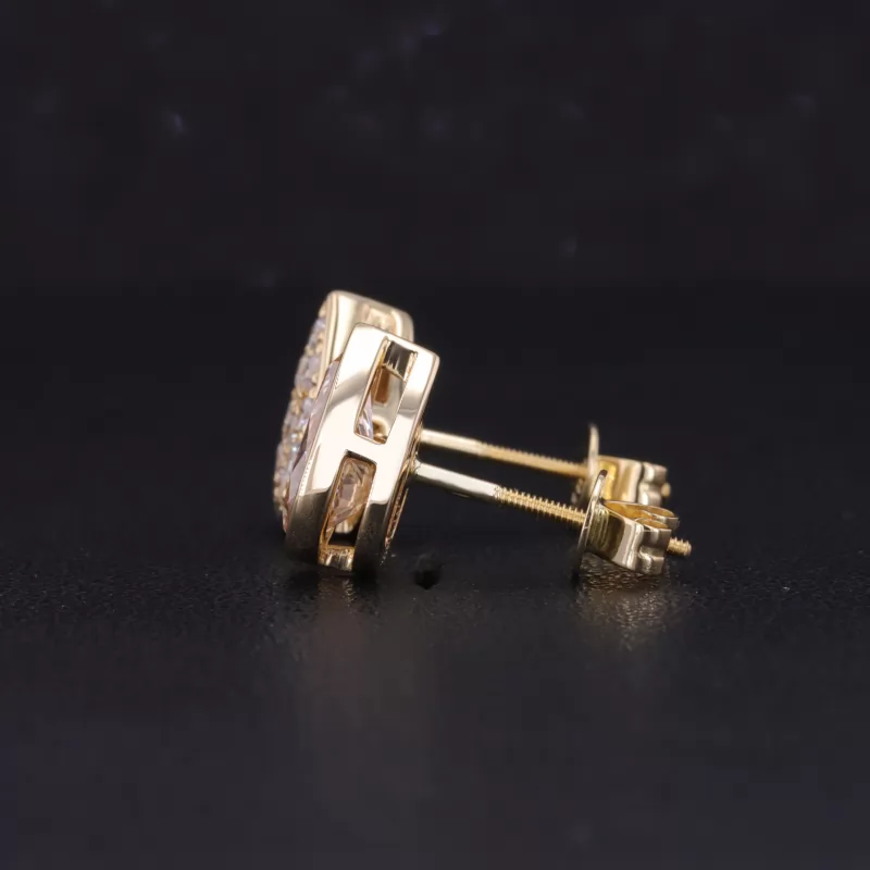 5.6×9.1mm Pear Cut Lab Grown Diamond & 1.7mm Round Brilliant Cut Lab Grown Diamond 14K Yellow Gold Diamond Stud Earrings