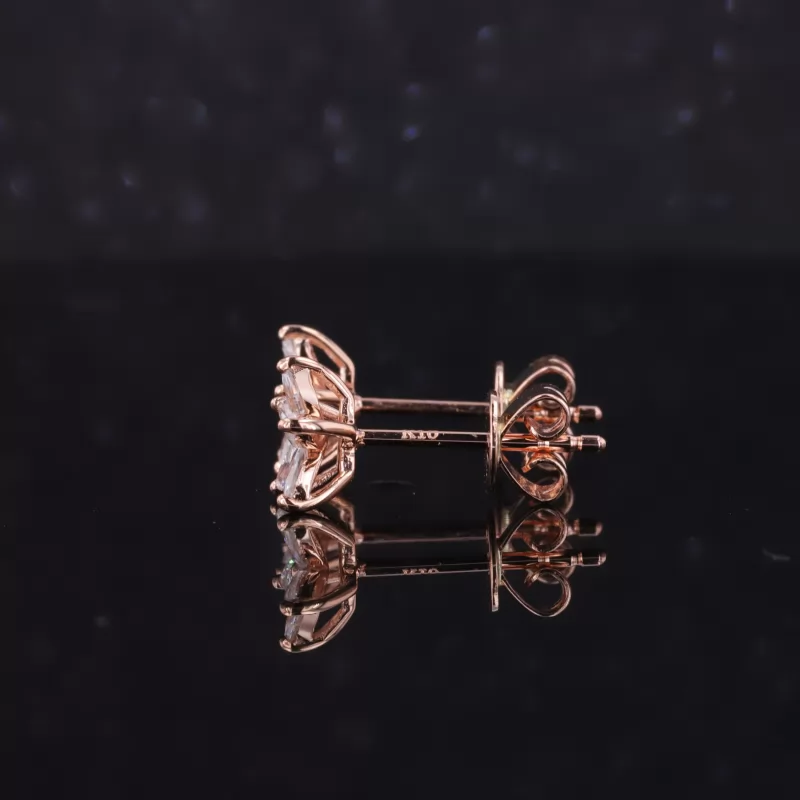 3×1.5mm Marquise Cut Moissanite 10K Rose Gold Diamond Stud Earrings