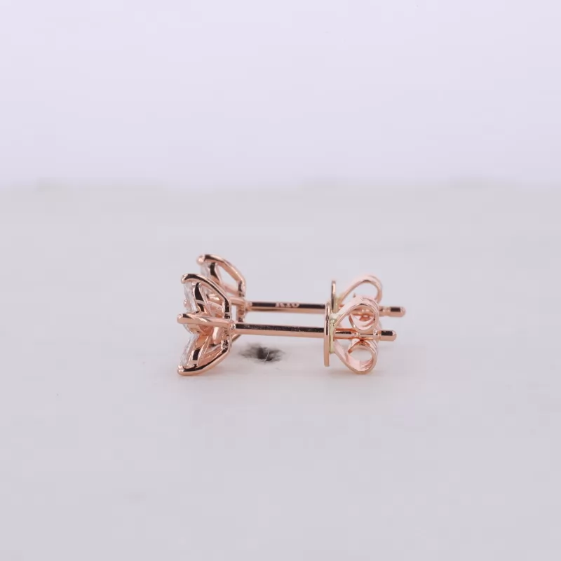 3×1.5mm Marquise Cut Moissanite 10K Rose Gold Diamond Stud Earrings