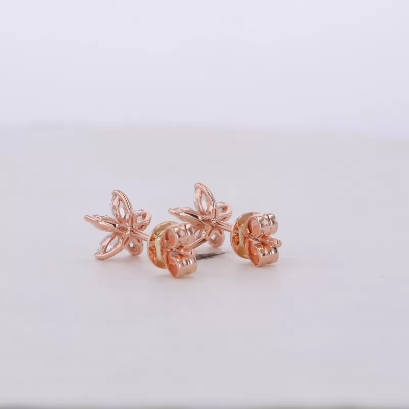 3×1.5mm Marquise Cut Moissanite 10K Rose Gold Diamond Stud Earrings