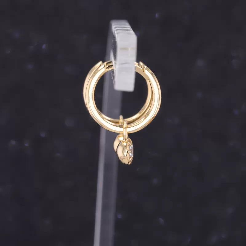 3mm Round Brilliant Cut Moissanite Bezel Set 18K Yellow Gold Diamond Earrings