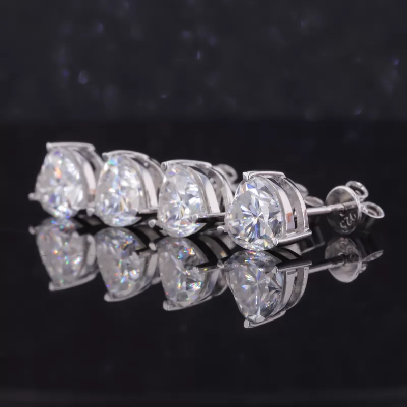 6.5×6.5mm Heart Cut Moissanite S925 Sterling Silver Diamond Stud Earrings