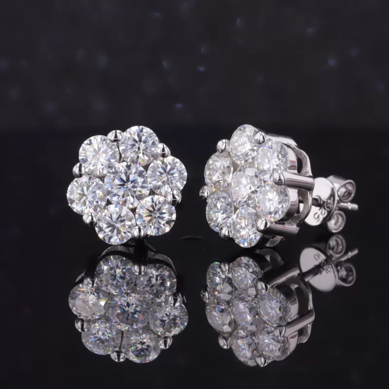 4mm Round Brilliant Cut Moissanite S925 Sterling Silver Diamond Stud Earrings