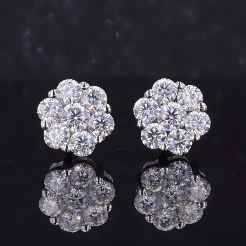 4mm Round Brilliant Cut Moissanite S925 Sterling Silver Diamond Stud Earrings