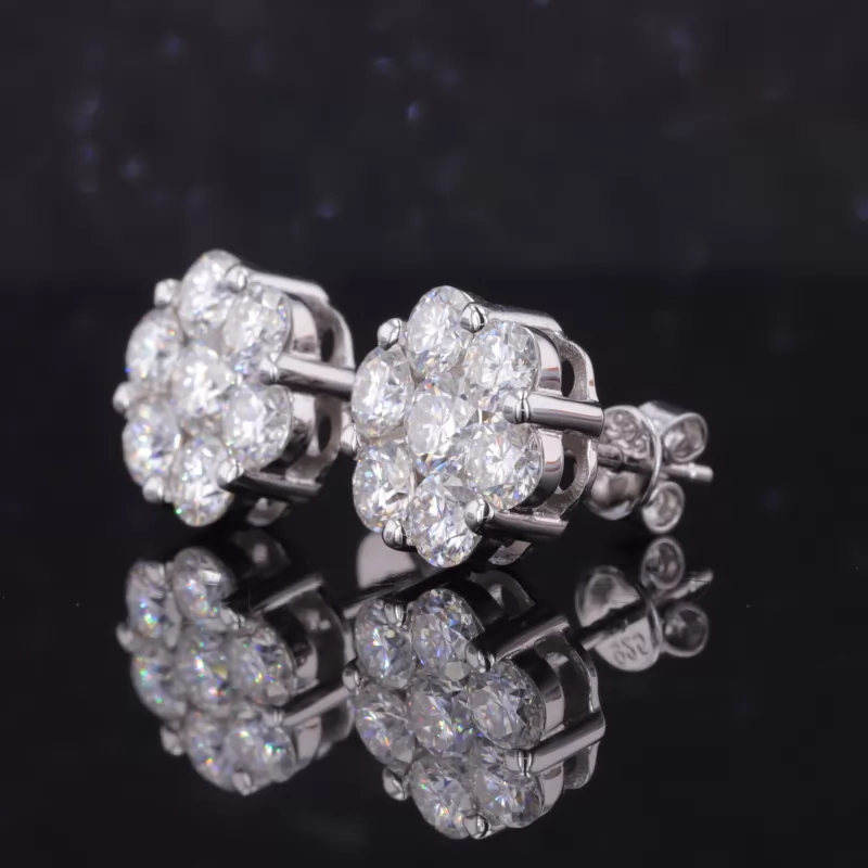 4mm Round Brilliant Cut Moissanite S925 Sterling Silver Diamond Stud Earrings