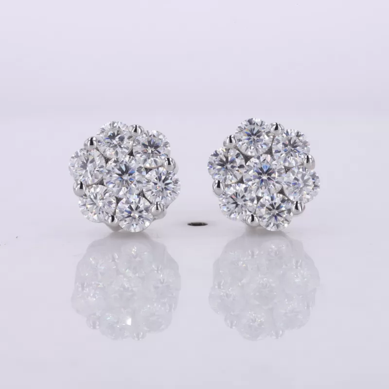 4mm Round Brilliant Cut Moissanite S925 Sterling Silver Diamond Stud Earrings