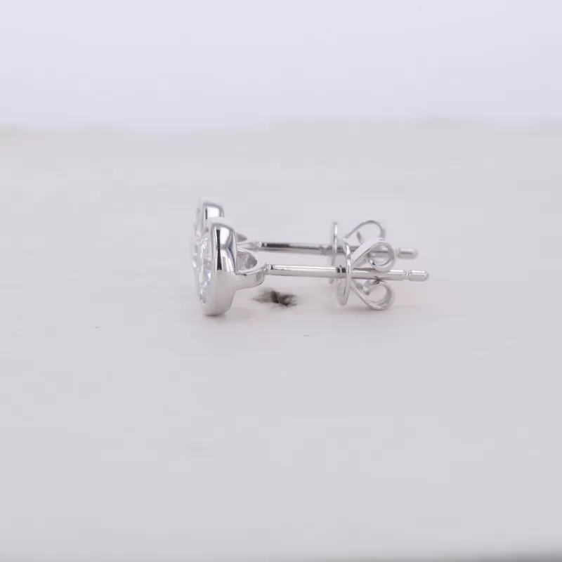 5mm Round Brilliant Cut Moissanite Bezel Set 14K White Gold Diamond Stud Earrings