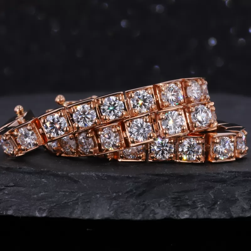 3.1mm Round Brilliant Cut Moissanite 18K Rose Gold Tennis Bracelet