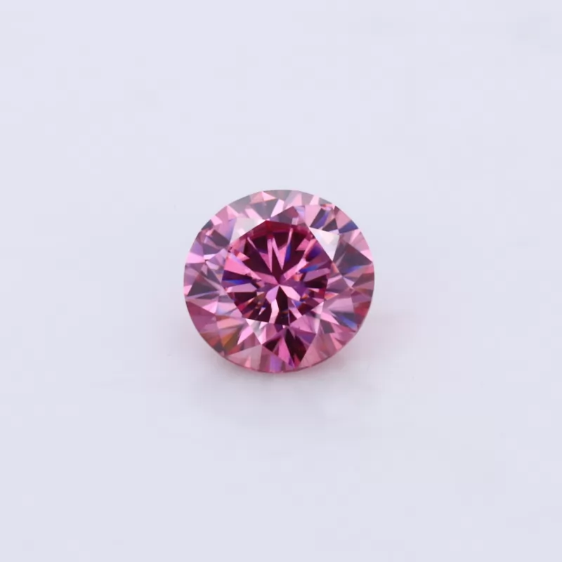 Dark Pink Color 6.5mm 1ct Round Brilliant Cut Moissanite