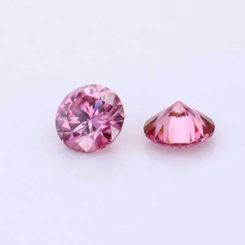 Dark Pink Color 6.5mm 1ct Round Brilliant Cut Moissanite