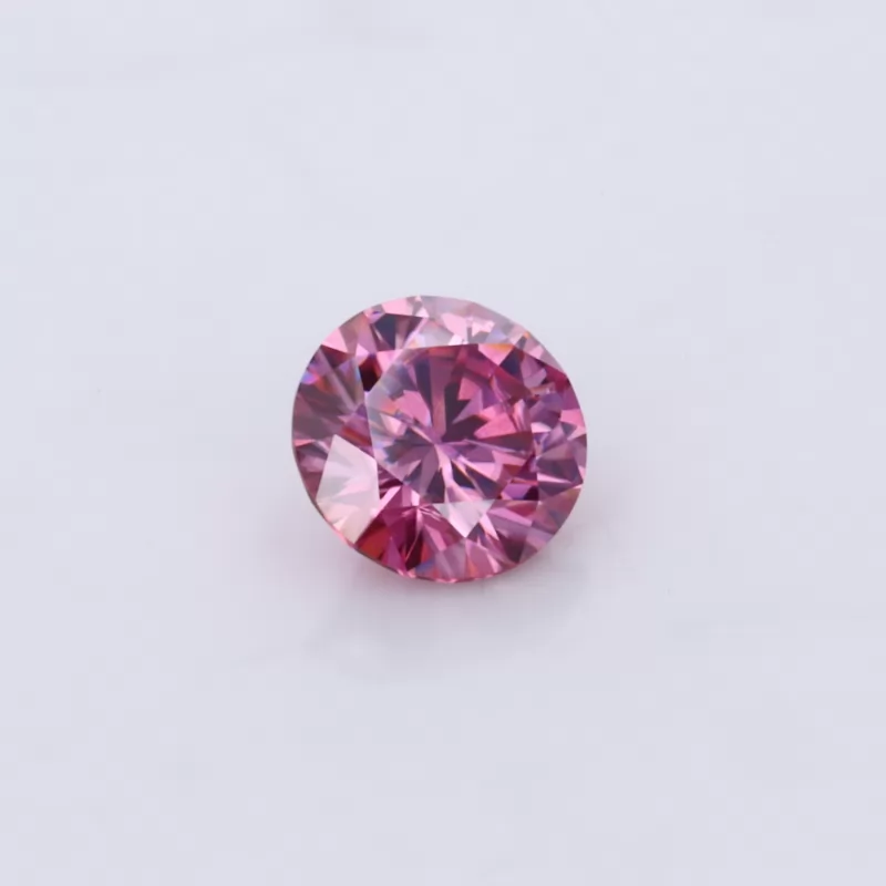 6.5mm 1.0ct Dark Pink Color Round Brilliant Cut Moissanite