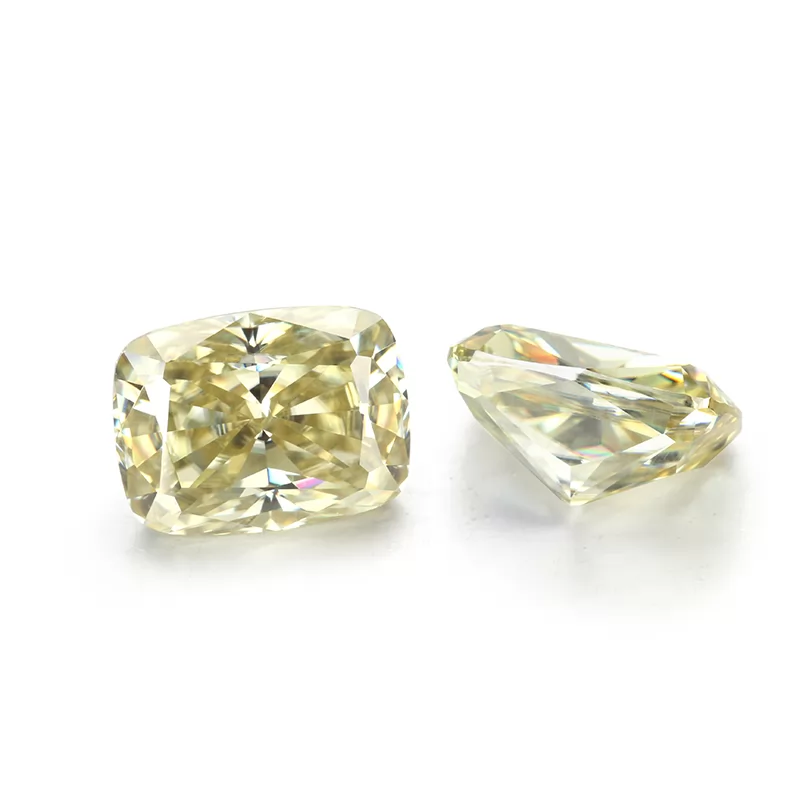 Yellow Color Long Cushion Cut Moissanite