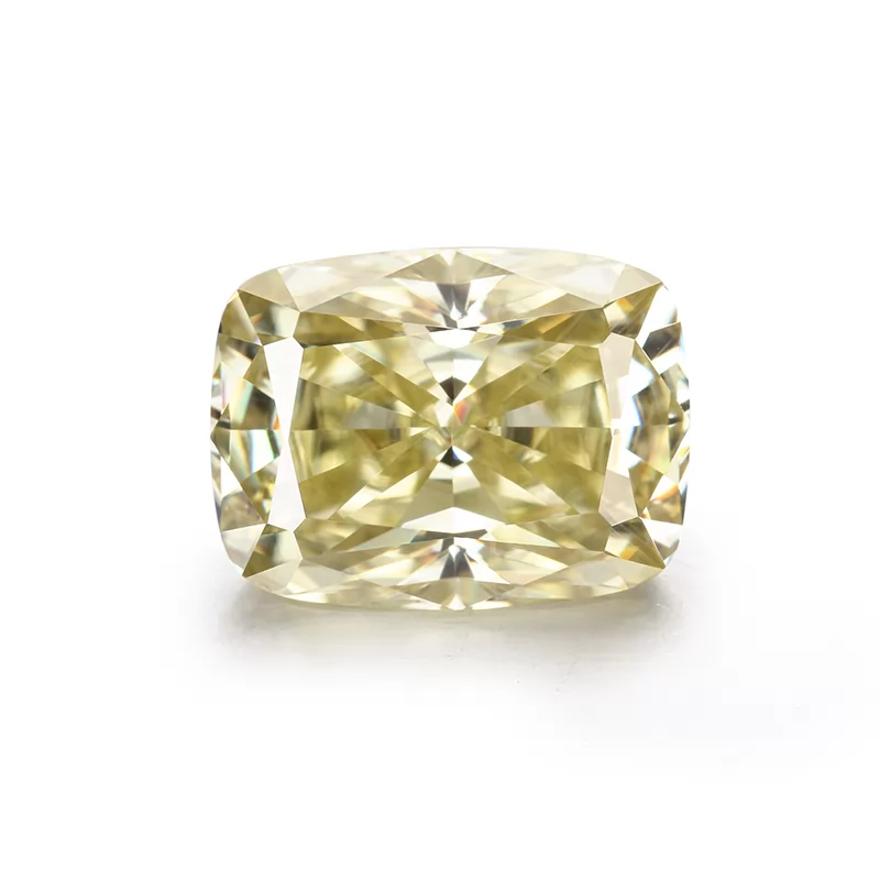 Yellow Color Long Cushion Cut Moissanite