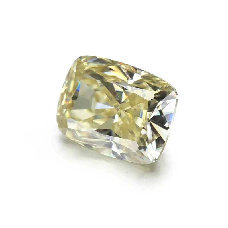 Yellow Color Long Cushion Cut Moissanite