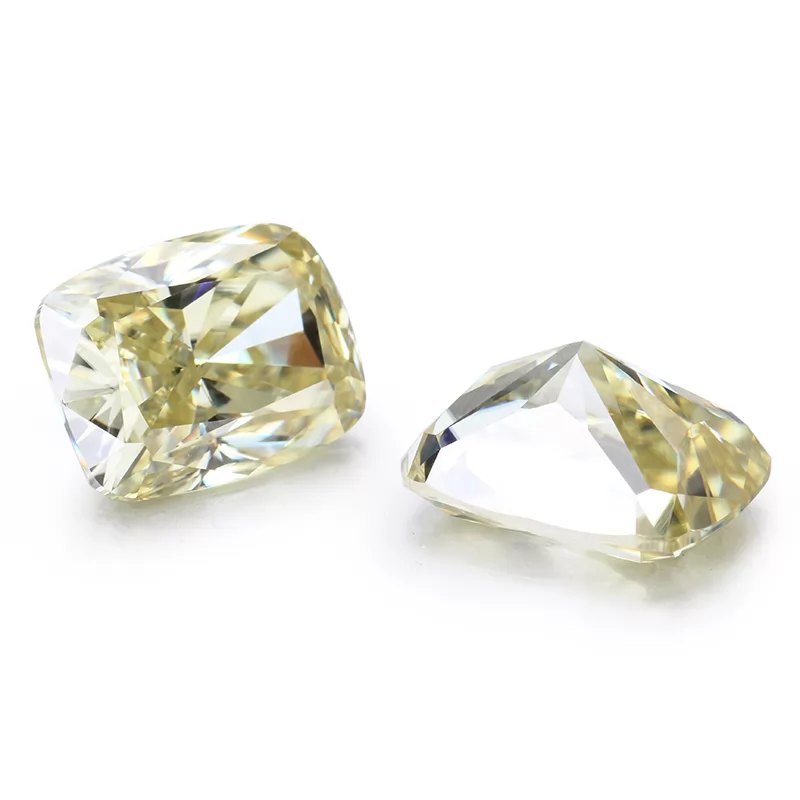 Yellow Color Long Cushion Cut Moissanite