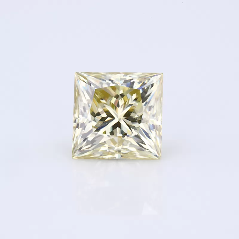 Yellow Color Square Shape Princess Cut Moissanite