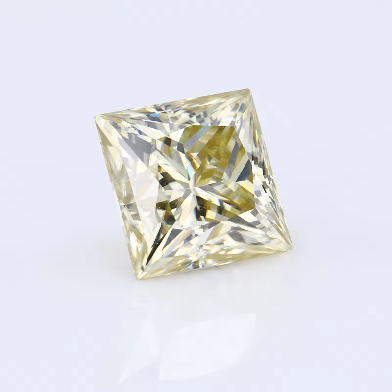 Yellow Color Square Shape Princess Cut Moissanite