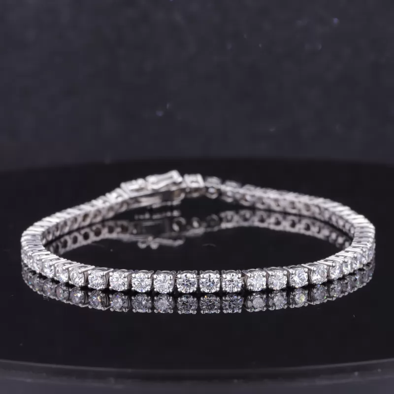 2.8mm Round Brilliant Cut Lab Grown Diamond 14K White Gold Tennis Bracelet