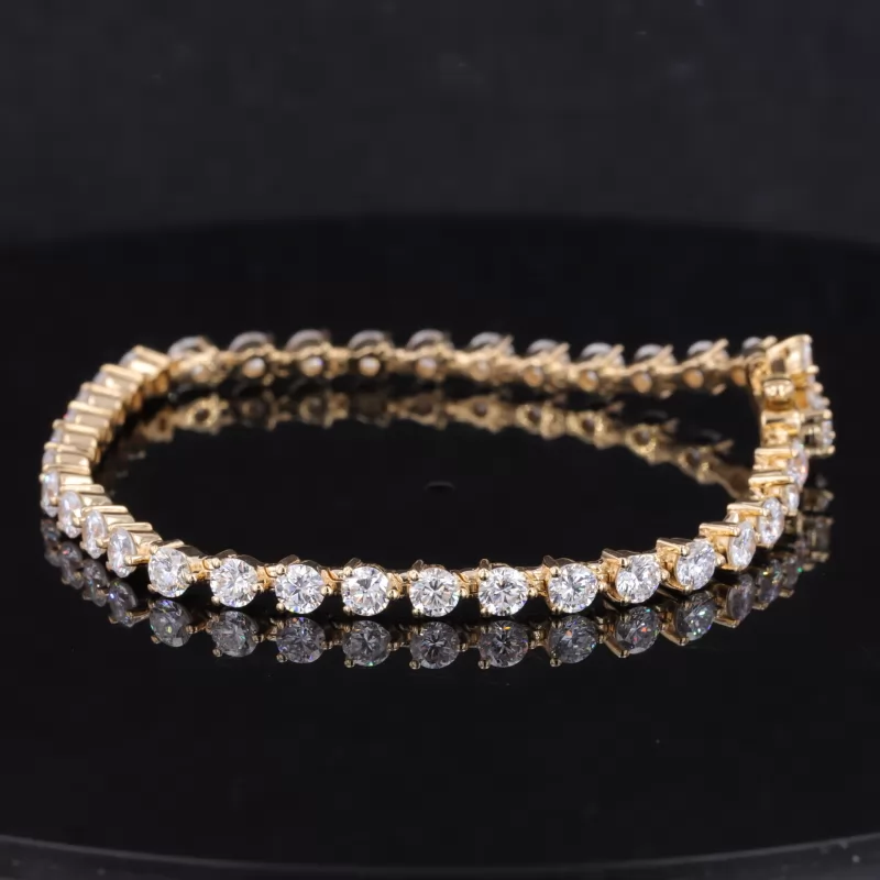 3.5mm Round Brilliant Cut Moissanite 18K Yellow Gold Tennis Bracelet