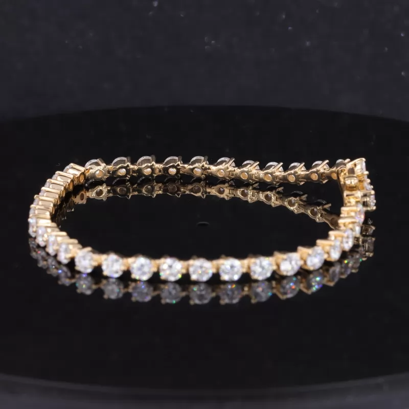 3.5mm Round Brilliant Cut Moissanite 18K Yellow Gold Tennis Bracelet