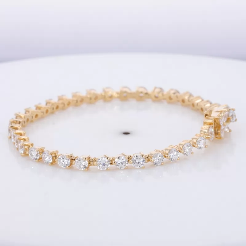 3.5mm Round Brilliant Cut Moissanite 18K Yellow Gold Tennis Bracelet