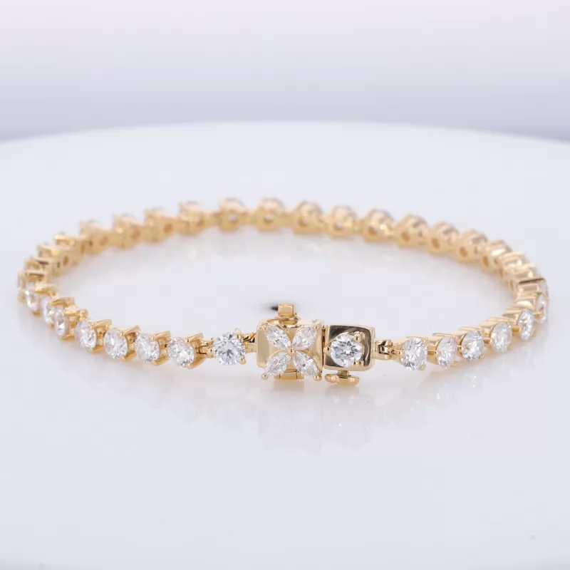 3.5mm Round Brilliant Cut Moissanite 18K Yellow Gold Tennis Bracelet