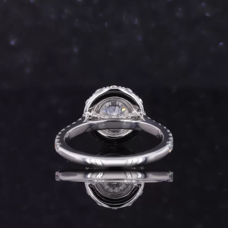 5mm Round Brilliant Cut Moissanite 14K White Gold Halo Engagement Ring