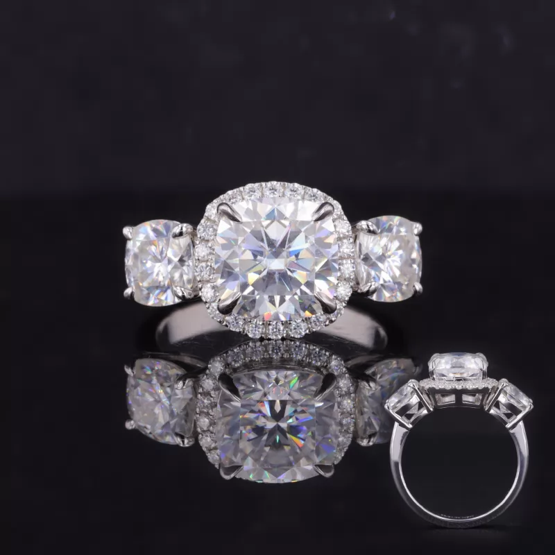 8.5×8.5mm Cushion Cut Moissanite S925 Sterling Silver Vintage Engagement Ring