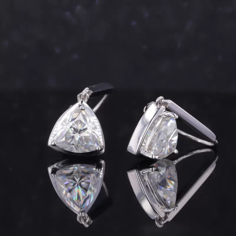 6.5×6.5mm Trilliant Cut Moissanite S925 Sterling Silver Drop Dangle Diamond Earrings