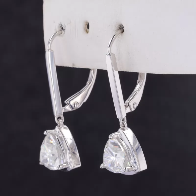 6.5×6.5mm Trilliant Cut Moissanite S925 Sterling Silver Drop Dangle Diamond Earrings
