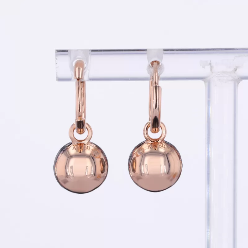 6.5mm Round Brilliant Cut Green Moissanite 18K Rose Gold Diamond Earrings