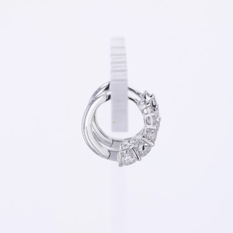 1.5mm-3mm Round Brilliant Cut Lab Grown Diamond Hoop 14K White Gold Diamond Earrings