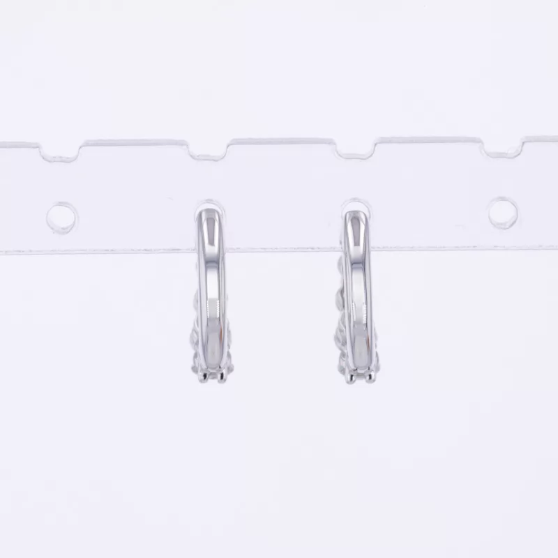 1.5mm-3mm Round Brilliant Cut Lab Grown Diamond Hoop 14K White Gold Diamond Earrings