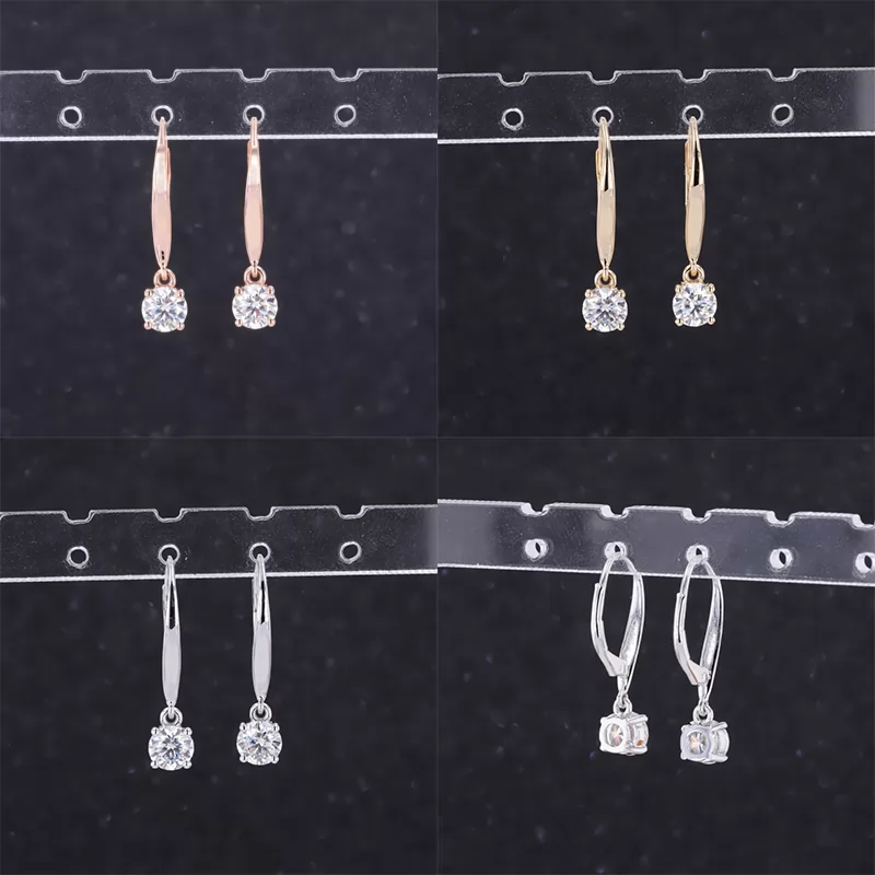 5mm Round Brilliant Cut Moissanite 14K Rose Gold Diamond Earrings