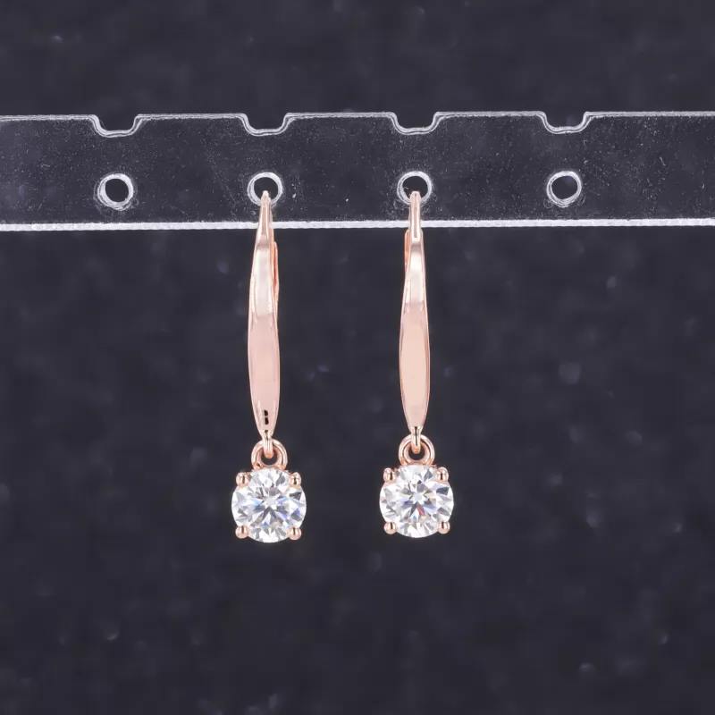 5mm Round Brilliant Cut Moissanite 14K Rose Gold Diamond Earrings