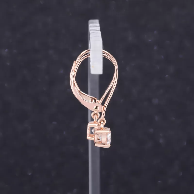 5mm Round Brilliant Cut Moissanite 14K Rose Gold Diamond Earrings