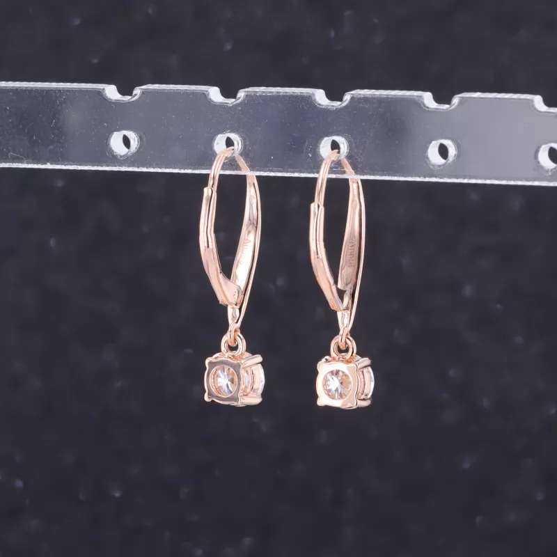 5mm Round Brilliant Cut Moissanite 14K Rose Gold Diamond Earrings