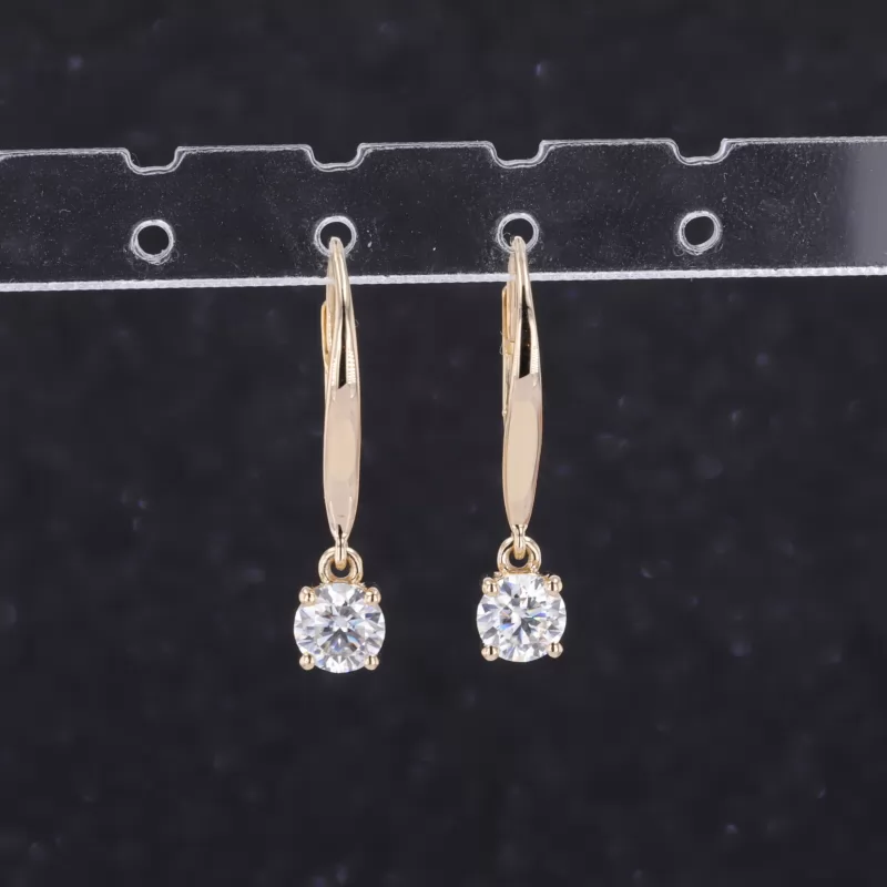 5mm Round Brilliant Cut Moissanite 14K Rose Gold Diamond Earrings