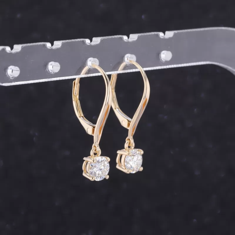 5mm Round Brilliant Cut Moissanite 14K Rose Gold Diamond Earrings