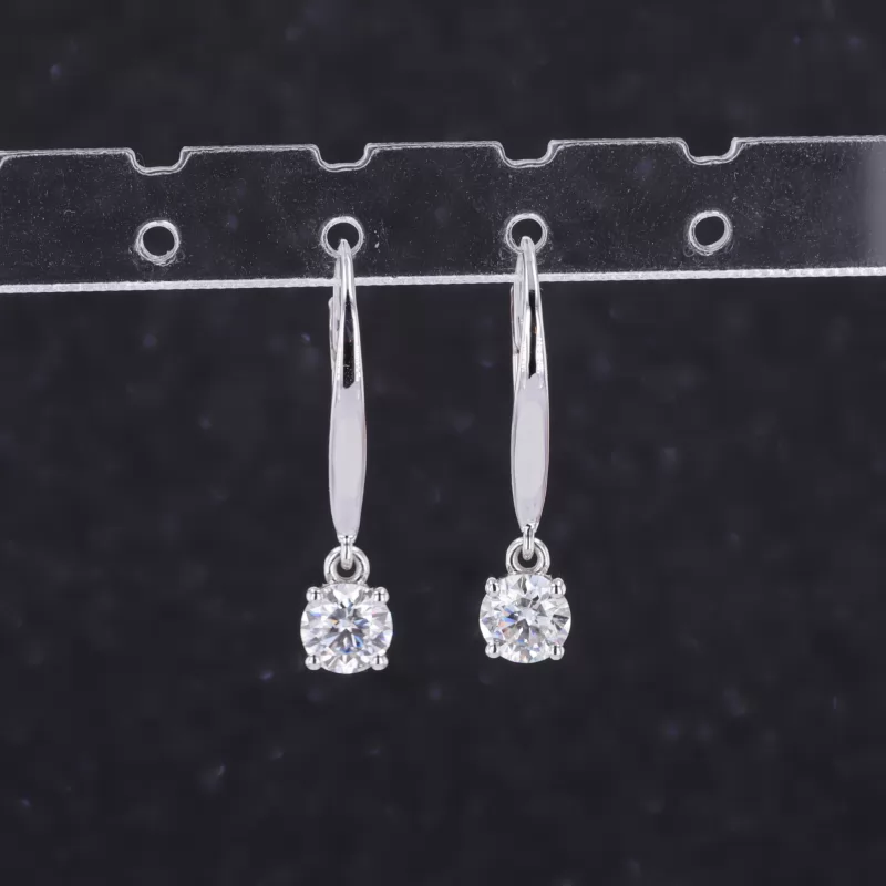 5mm Round Brilliant Cut Moissanite 14K Rose Gold Diamond Earrings