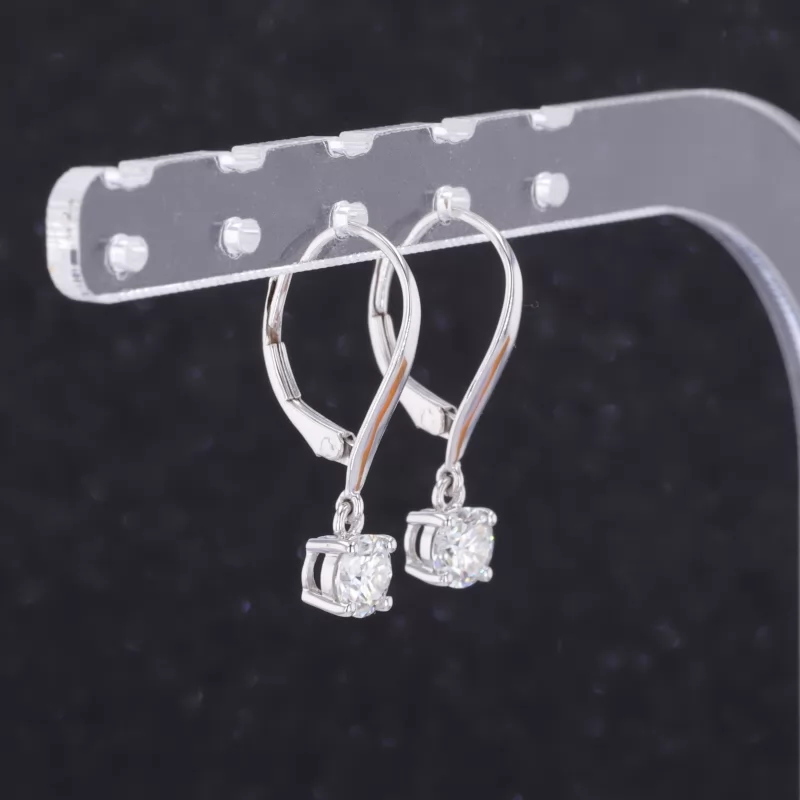 5mm Round Brilliant Cut Moissanite 14K Rose Gold Diamond Earrings