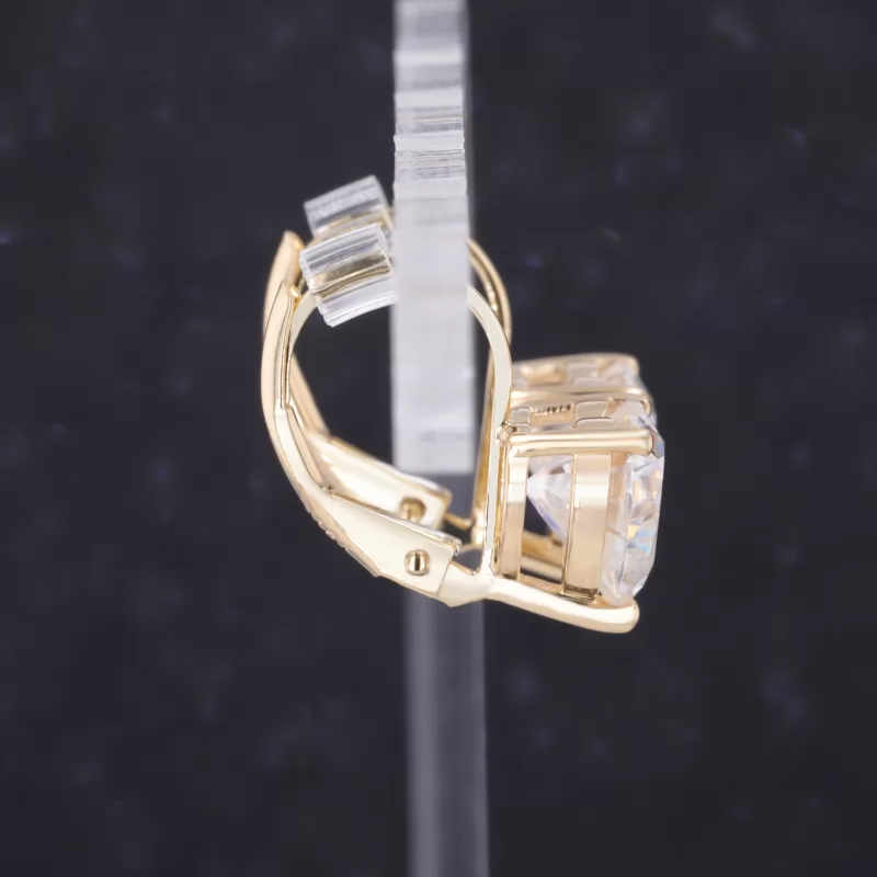7.5×7.5mm Heart Cut Moissanite 10K Yellow Gold Diamond Earrings
