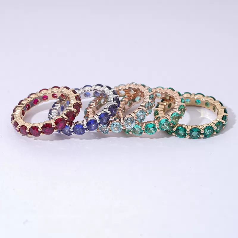 4mm Round Brilliant Cut Lab Gemstones Diamond Eternity Rings