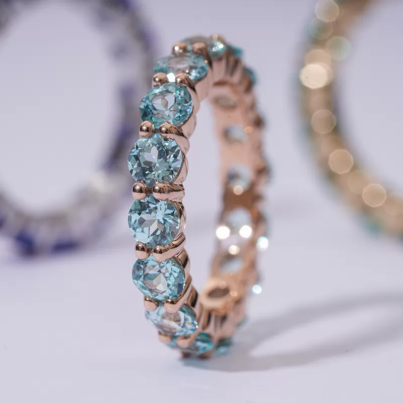 4mm Round Brilliant Cut Lab Gemstones Diamond Eternity Rings