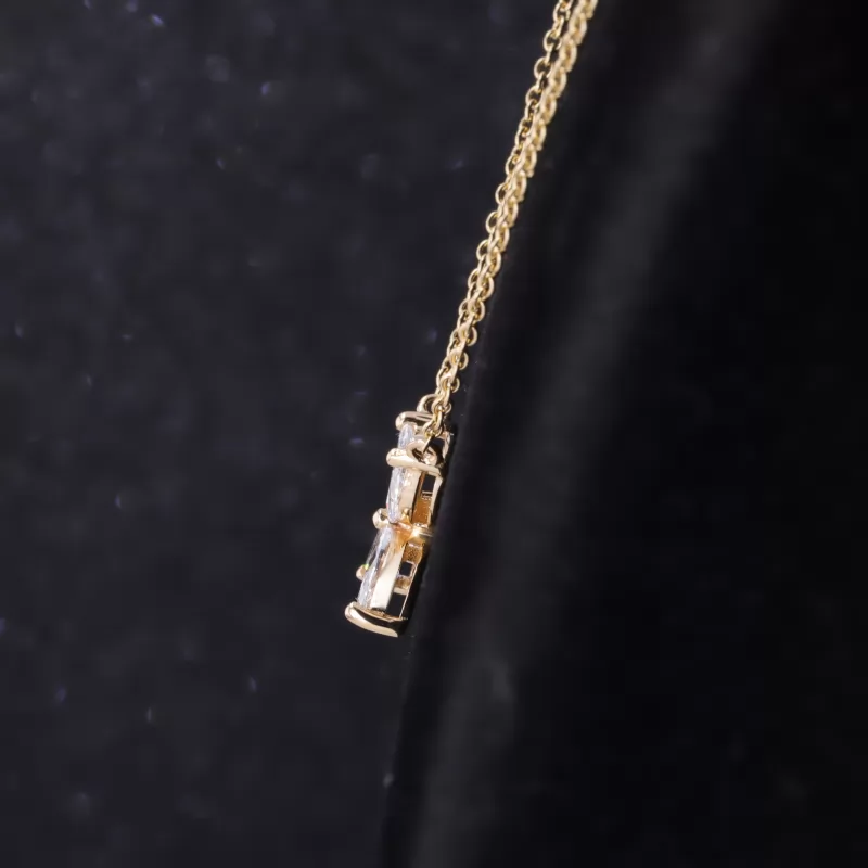 3×6mm Marquise Cut Moissanite 14K Yellow Gold Diamond Pendant Necklace